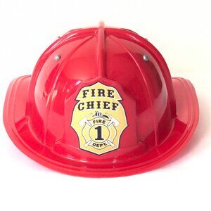 Kids Red Fireman Helmet, Firefighter Hat Costume Adjustable New( Add-on only)